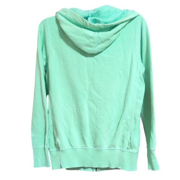 Y2K USVintage Fleece Hoodie Full zip Mint Sweater with Pockets Long Sleeve - Picture 2 of 7
